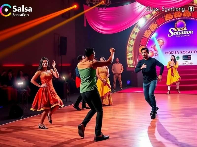 Salsa Sensation gameplay screenshot showing vibrant dance moves